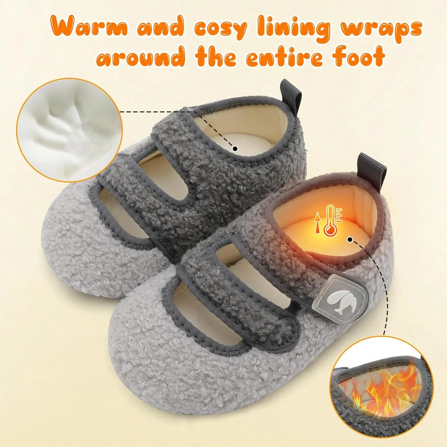 FEETCITY Toddler House Slippers - Boys & Girls Winter Kids Indoor Home Shoes - Warm Socks