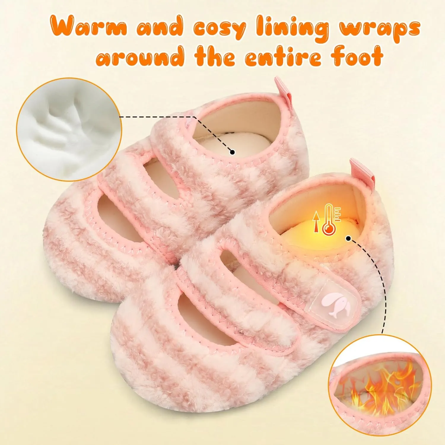 FEETCITY Toddler House Slippers - Boys & Girls Winter Kids Indoor Home Shoes - Warm Socks