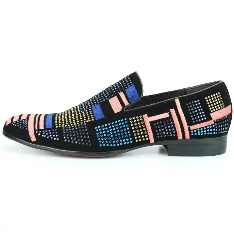 Fiesso FI-7269 Black Multi Color Loafers