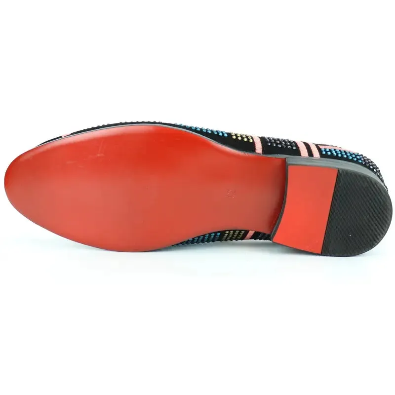 Fiesso FI-7269 Black Multi Color Loafers