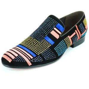 Fiesso FI-7269 Black Multi Color Loafers