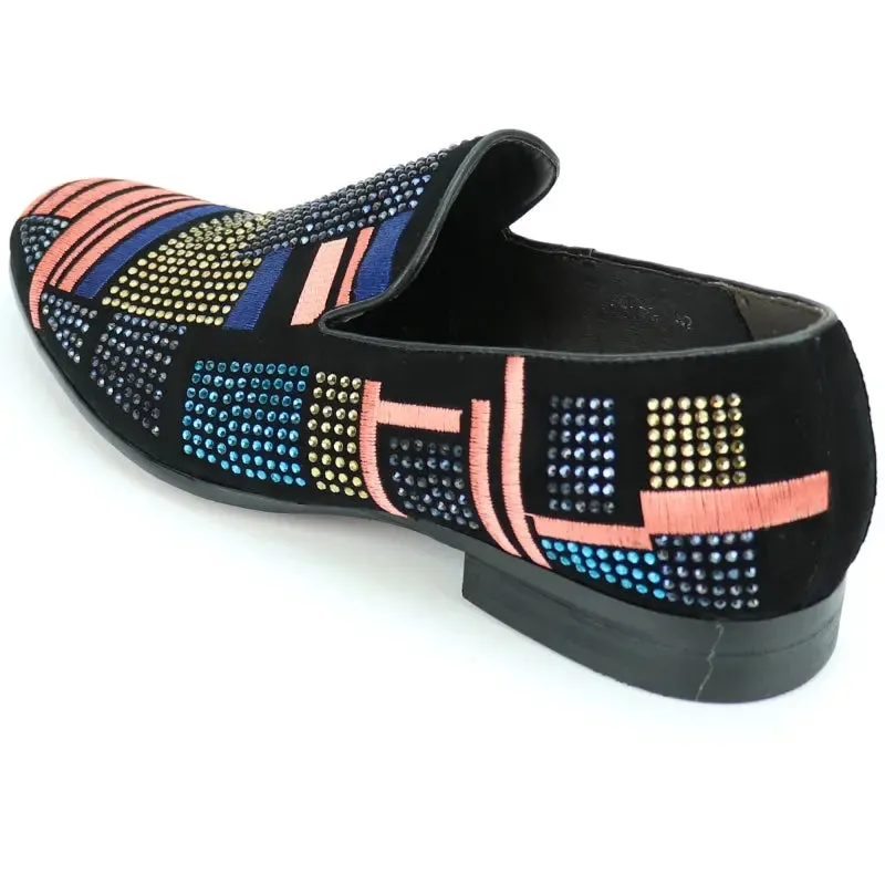 Fiesso FI-7269 Black Multi Color Loafers