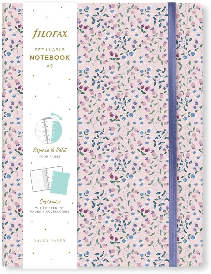 Filofax Meadow A5 Refillable Notebook - Pink