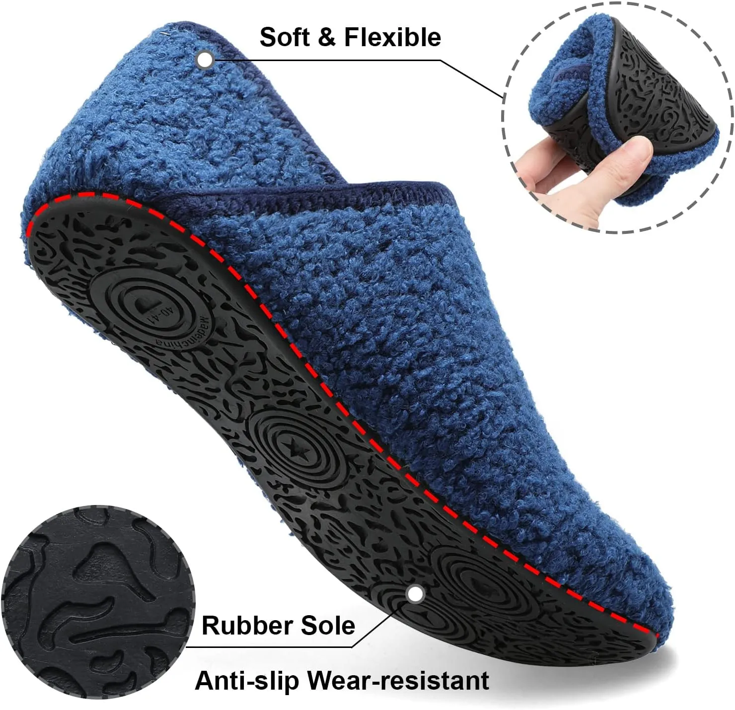 Fires Womens Mens Slippers with Rubber Sole Soft-Lightweight House Slipper Socks Around House Shoes Non Slip Indoor/Outdoor