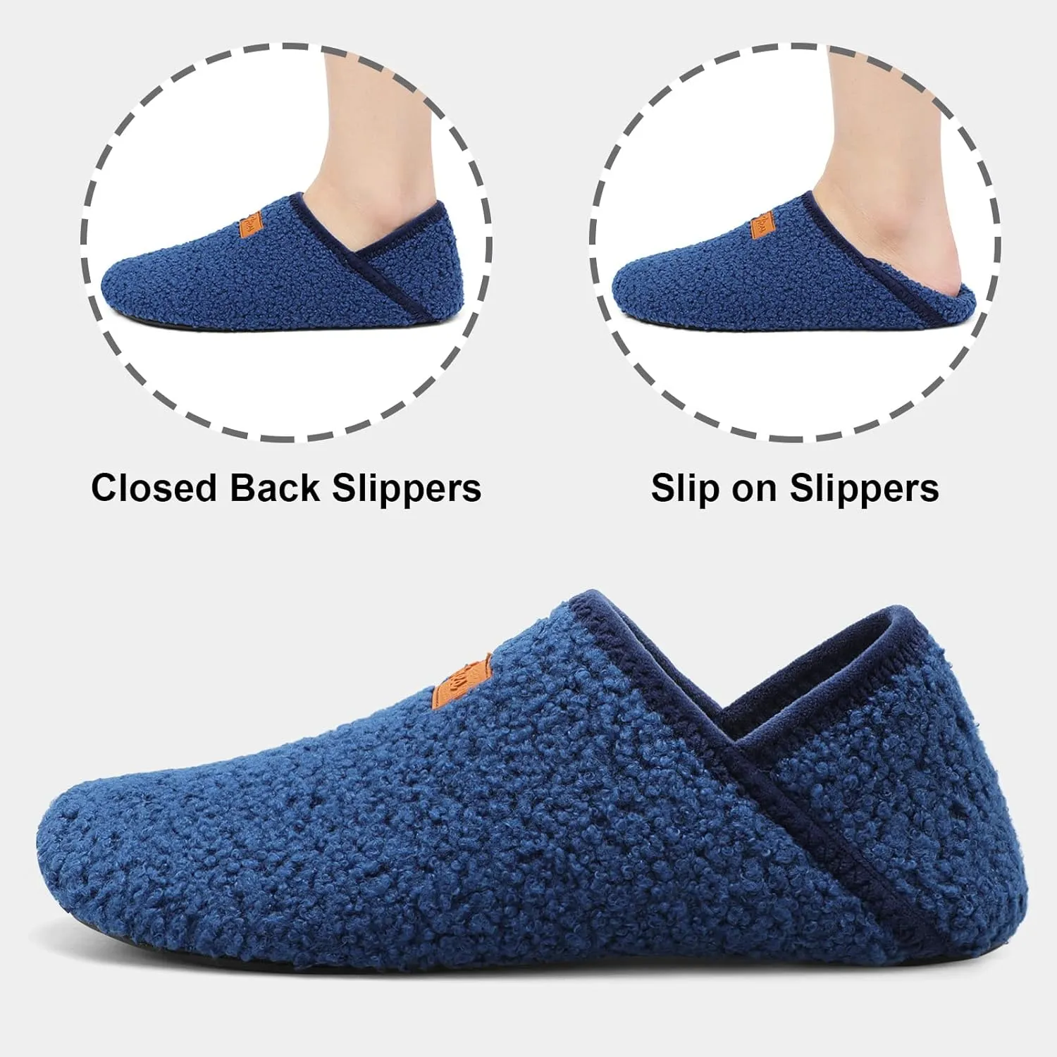 Fires Womens Mens Slippers with Rubber Sole Soft-Lightweight House Slipper Socks Around House Shoes Non Slip Indoor/Outdoor