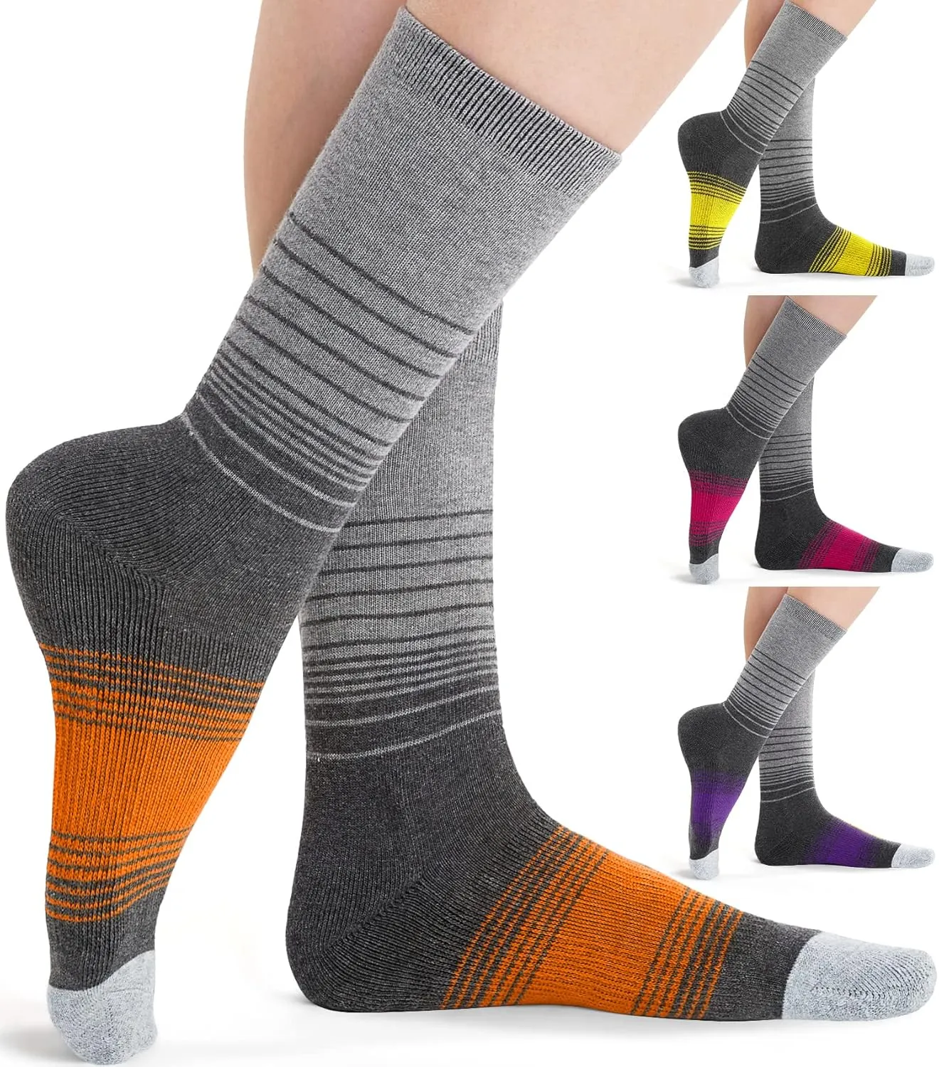 FITRELL 4 Pack Women's Merino Wool Hiking Socks Wicking Cushioned Warm Thermal Walking Boot Crew Socks Woollen Socks