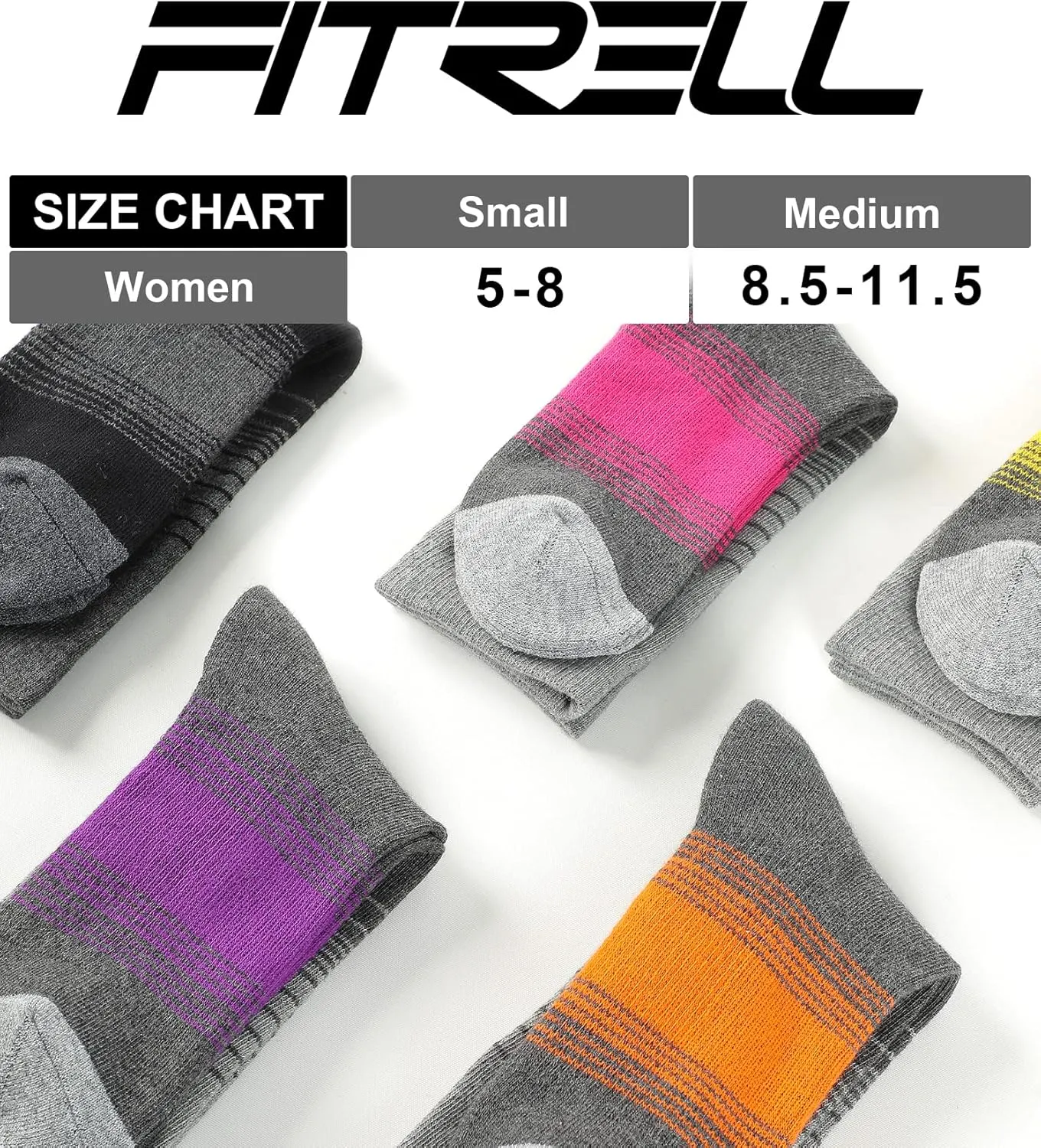 FITRELL 4 Pack Women's Merino Wool Hiking Socks Wicking Cushioned Warm Thermal Walking Boot Crew Socks Woollen Socks