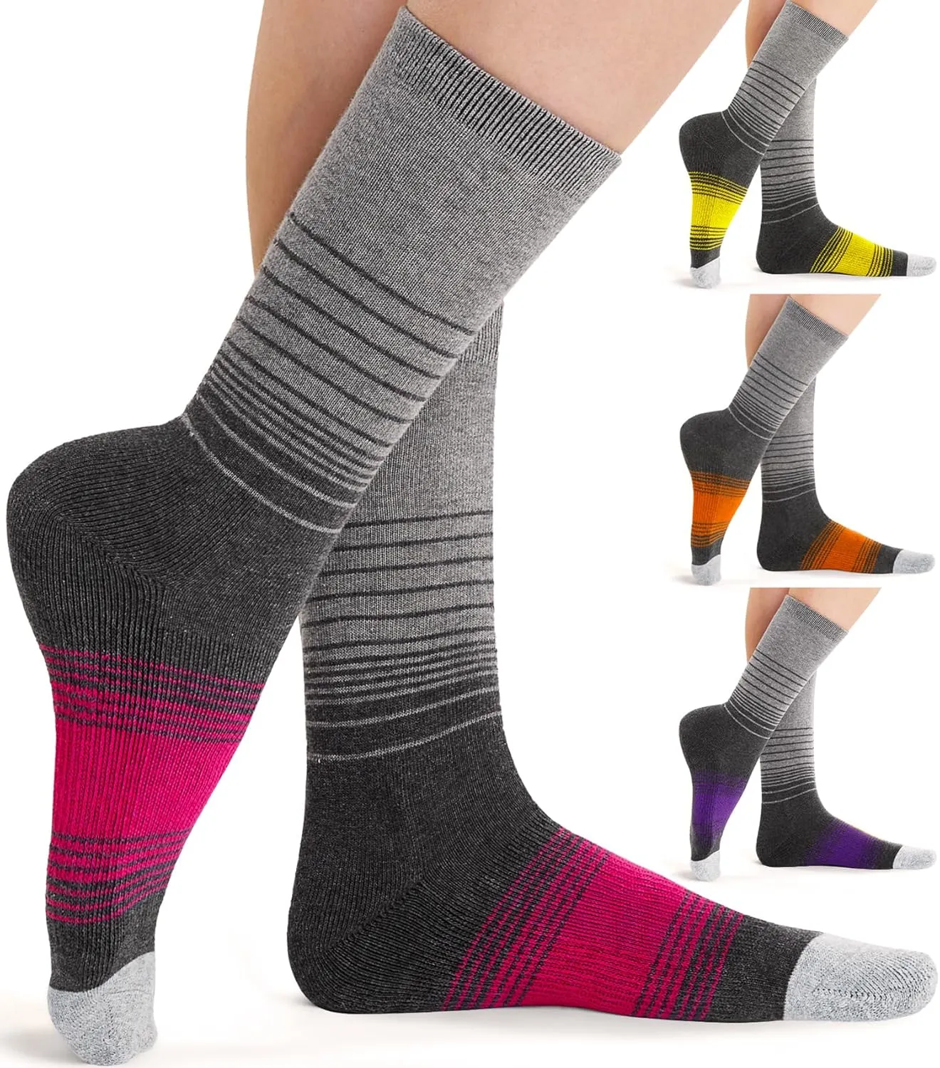 FITRELL 4 Pack Women's Merino Wool Hiking Socks Wicking Cushioned Warm Thermal Walking Boot Crew Socks Woollen Socks