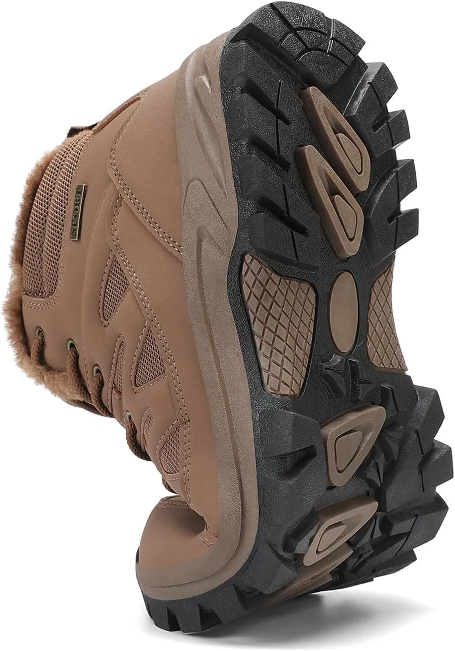 FLARUT Mens Snow Boots Insulated Fur Liner Winter Warm Hiking Shoes Walking Sneaker