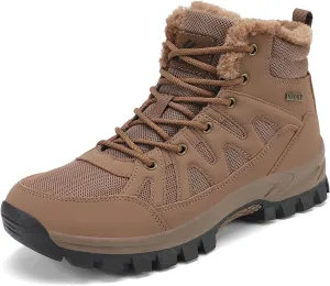 FLARUT Mens Snow Boots Insulated Fur Liner Winter Warm Hiking Shoes Walking Sneaker