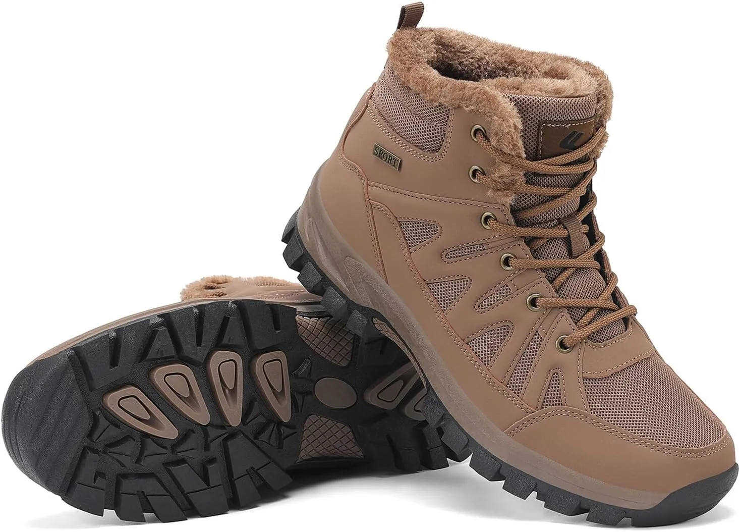 FLARUT Mens Snow Boots Insulated Fur Liner Winter Warm Hiking Shoes Walking Sneaker