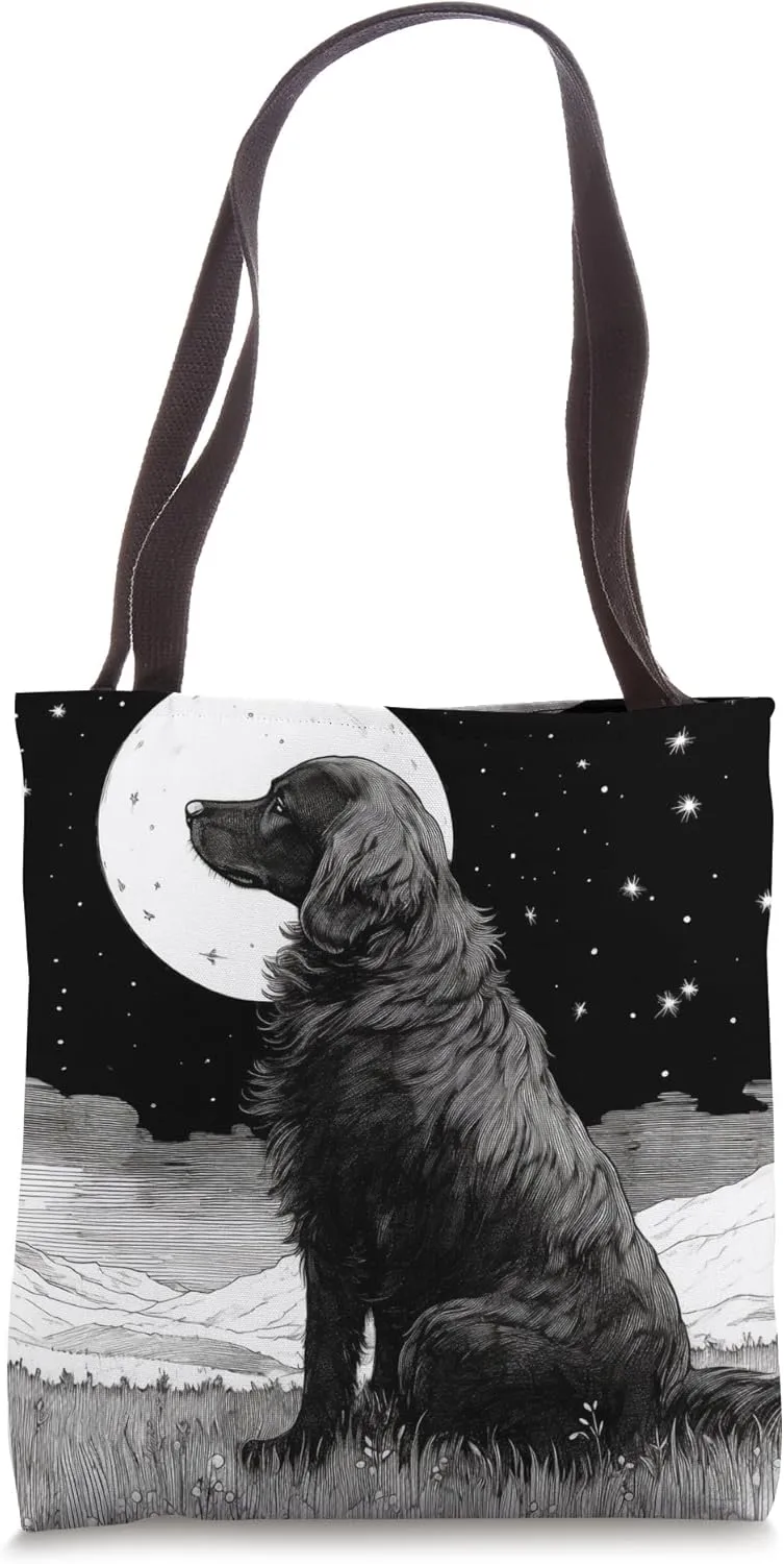 Flat Coated Retriever Dog Starry Night Tote Bag