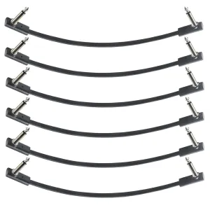Flat Patch Cables for Guitar Effect Pedal 12 Inch Save Space Clear Sound 1/4" TS Right Angle 6 Packs