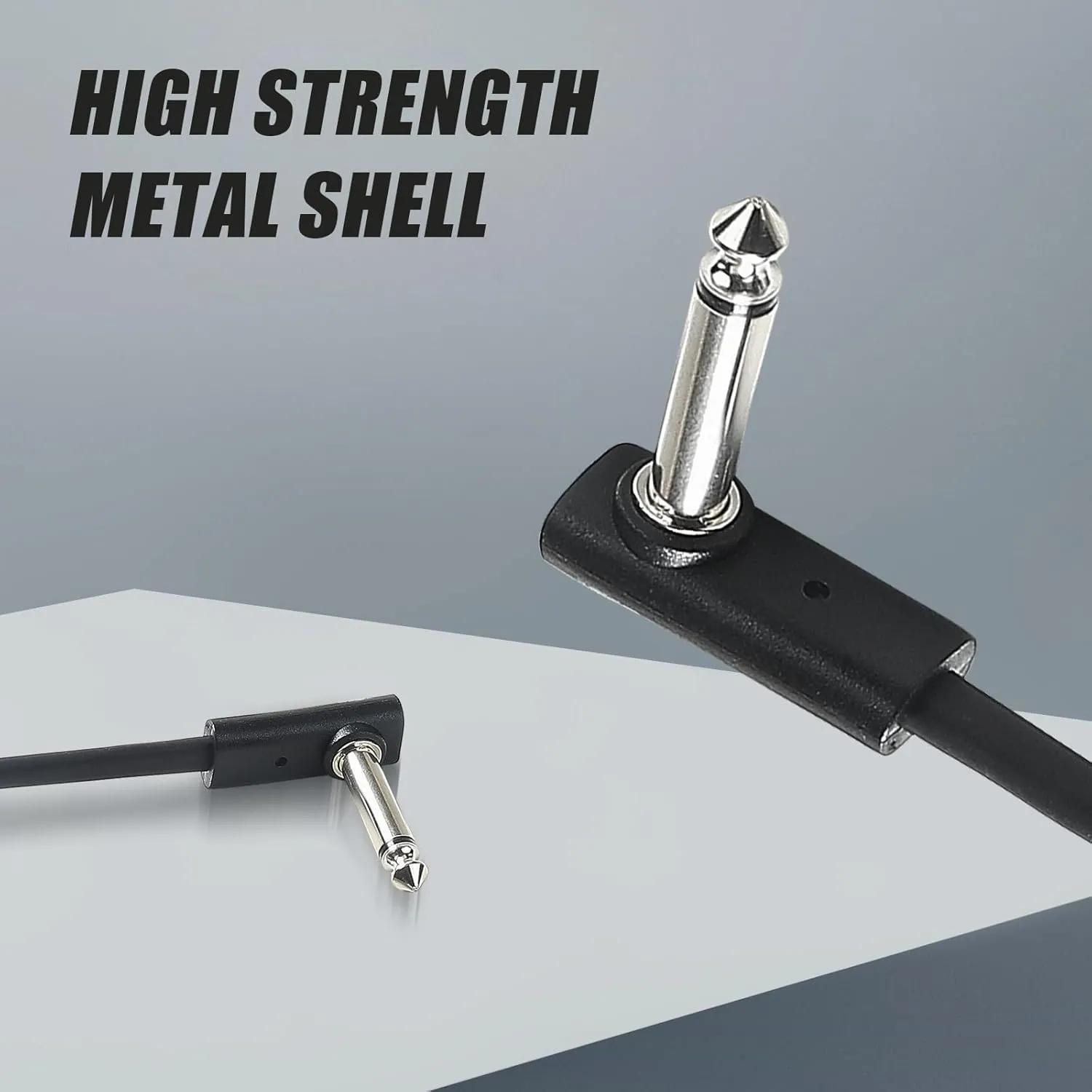 Flat Patch Cables for Guitar Effect Pedal 12 Inch Save Space Clear Sound 1/4" TS Right Angle 6 Packs
