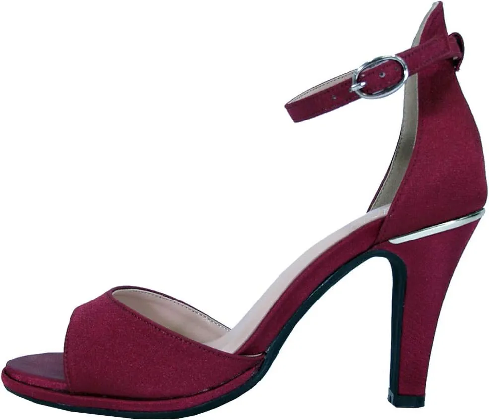 Floral Maxine Women's Wide Width High Heel D'Orsay Ankle Strap Dress Sandals