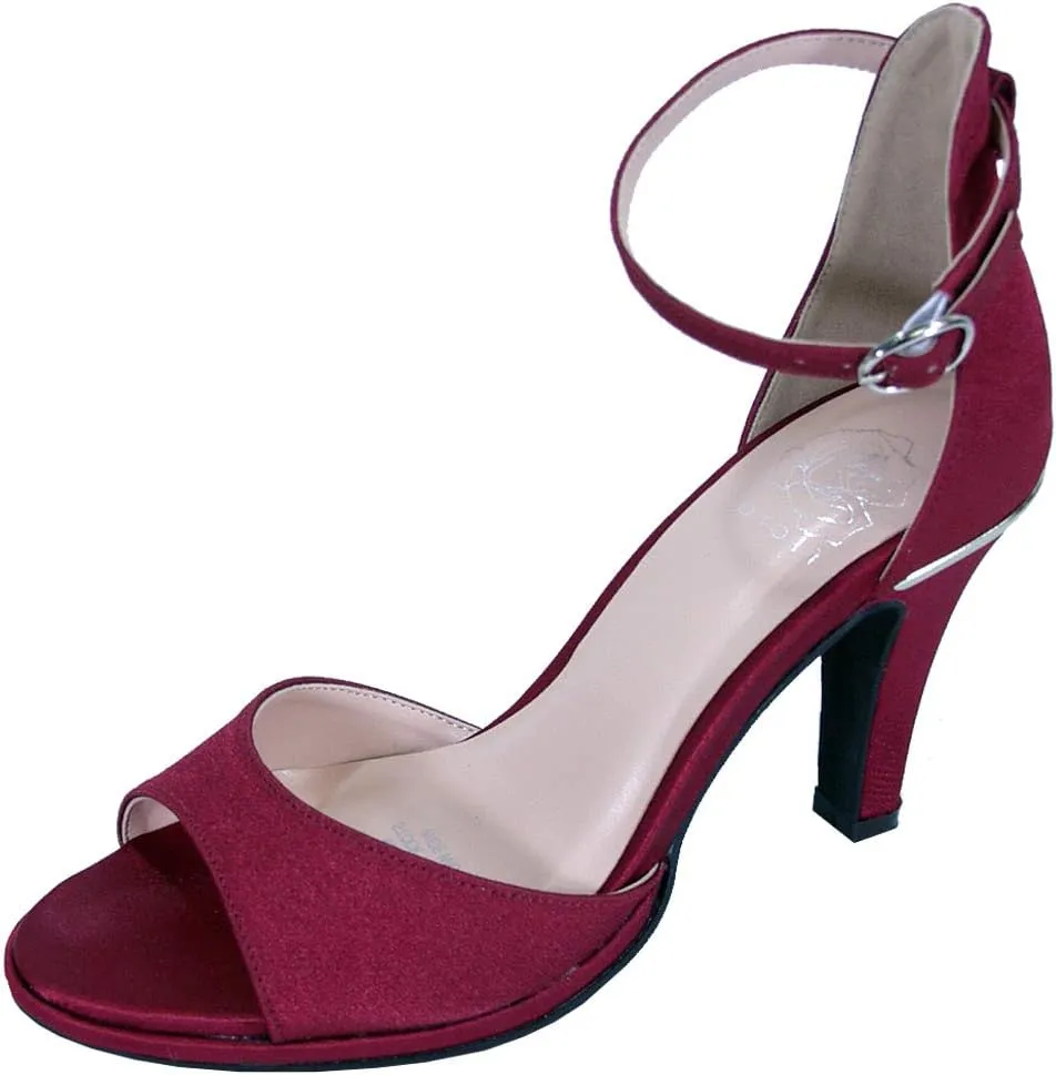 Floral Maxine Women's Wide Width High Heel D'Orsay Ankle Strap Dress Sandals