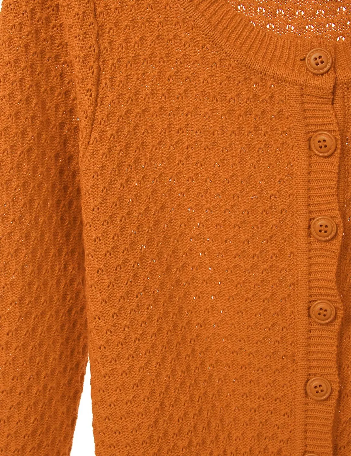 FLORIA Women's Button Down 3/4 Sleeve Crew Neck Cotton Knit Cropped Cardigan Sweater (S-3X)