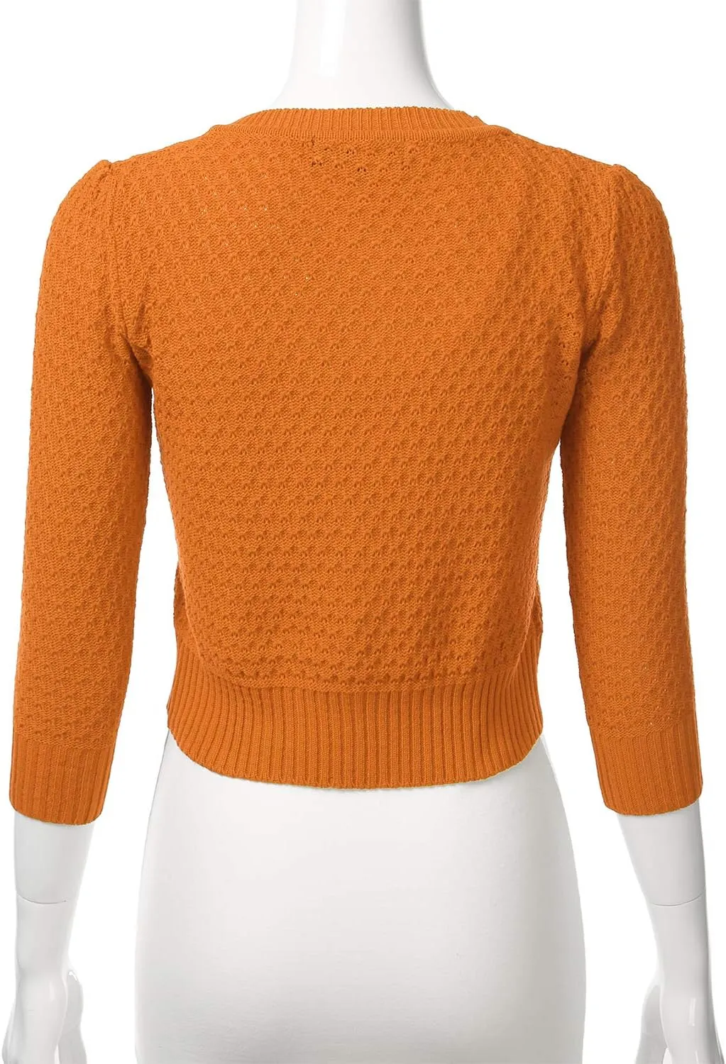 FLORIA Women's Button Down 3/4 Sleeve Crew Neck Cotton Knit Cropped Cardigan Sweater (S-3X)