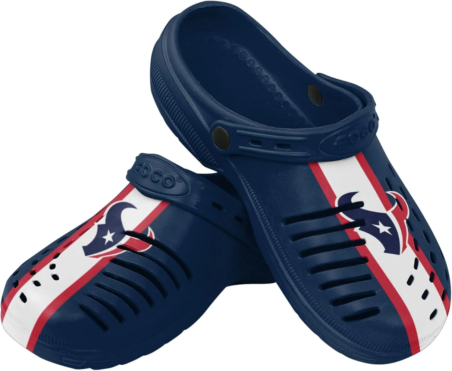 FOCO Men's NFL Logo Team Stripe Garden Water Sandals Shoes Slipper Clogs with Strap, 13-14