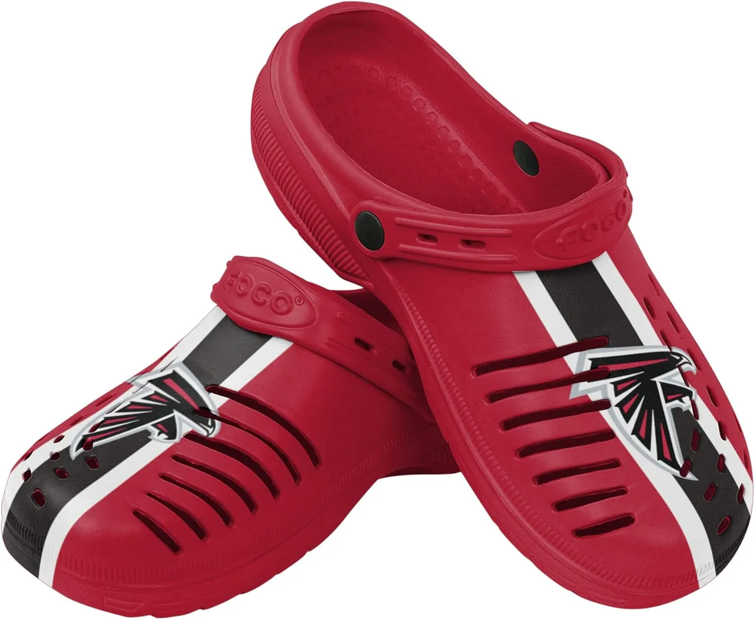 FOCO Men's NFL Logo Team Stripe Garden Water Sandals Shoes Slipper Clogs with Strap, 9-10