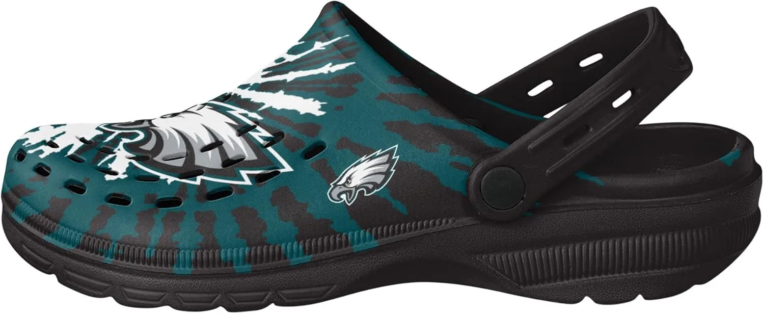 FOCO Men's NFL Team Logo Tie-dye Garden Water Sandals Shoes Slipper Clogs with Strap