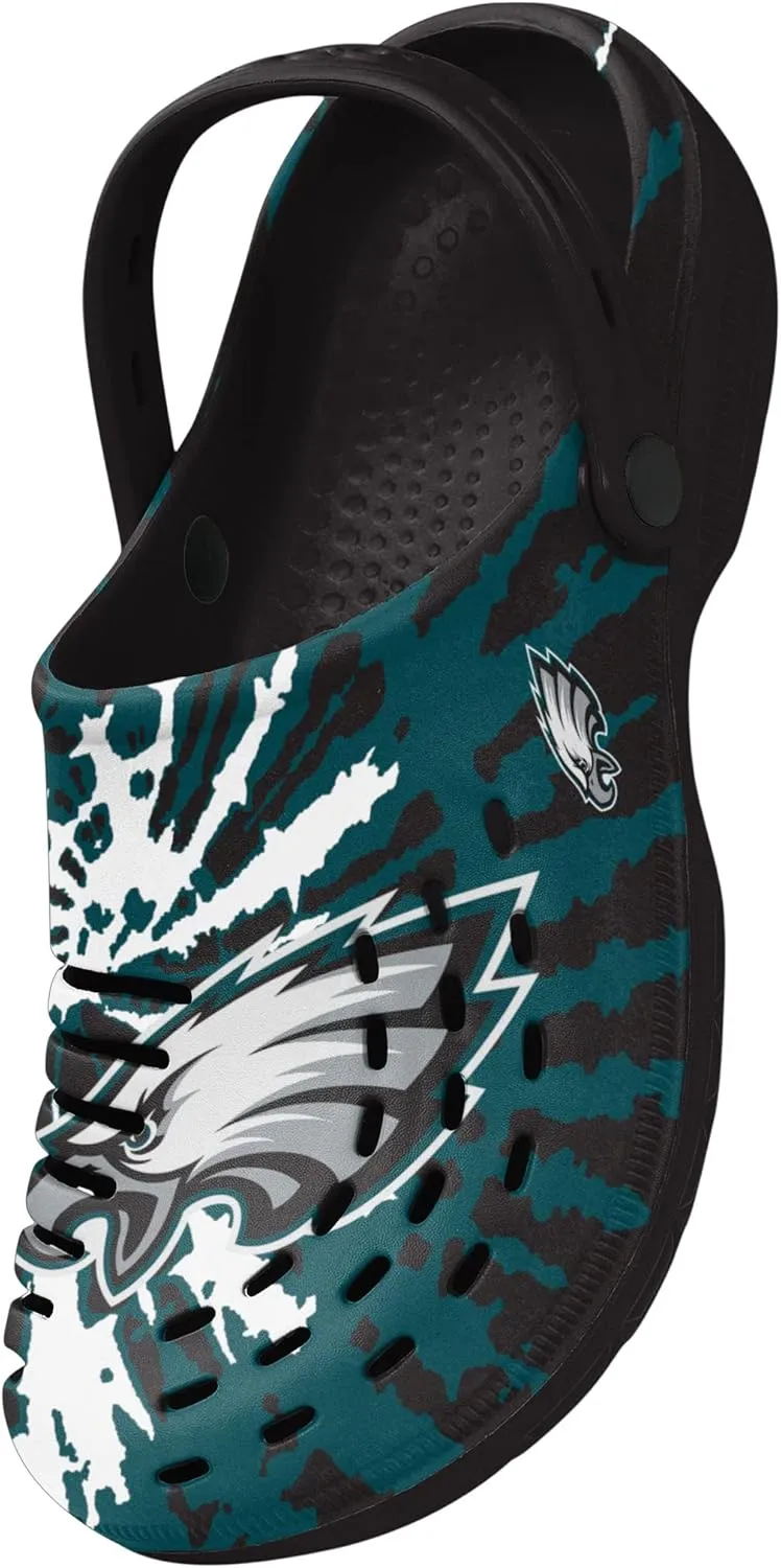 FOCO Men's NFL Team Logo Tie-dye Garden Water Sandals Shoes Slipper Clogs with Strap