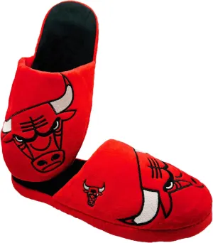 FOCO NBA Chicago Bulls Men's Slip On Slippers, Team Colors, Non-Slip Bottom, Logo Embroidered