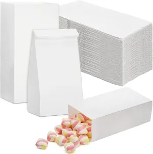 Foraineam 300 Pack Mini Paper Bags 3.5 x 2.2 x 7 inch Durable White Kraft Paper Snack Bag Paper Lunch Bag Small Cookie Favor Bags for Candies, Cookies, Fries, Bread, Popcorn