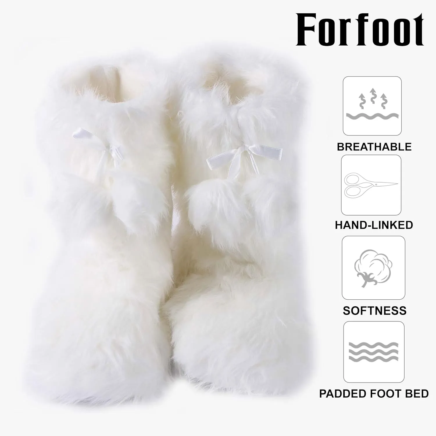 Forfoot Slippers Womens Indoor Slipper Boots for Ladies Girls with Knitted Upper and Bow