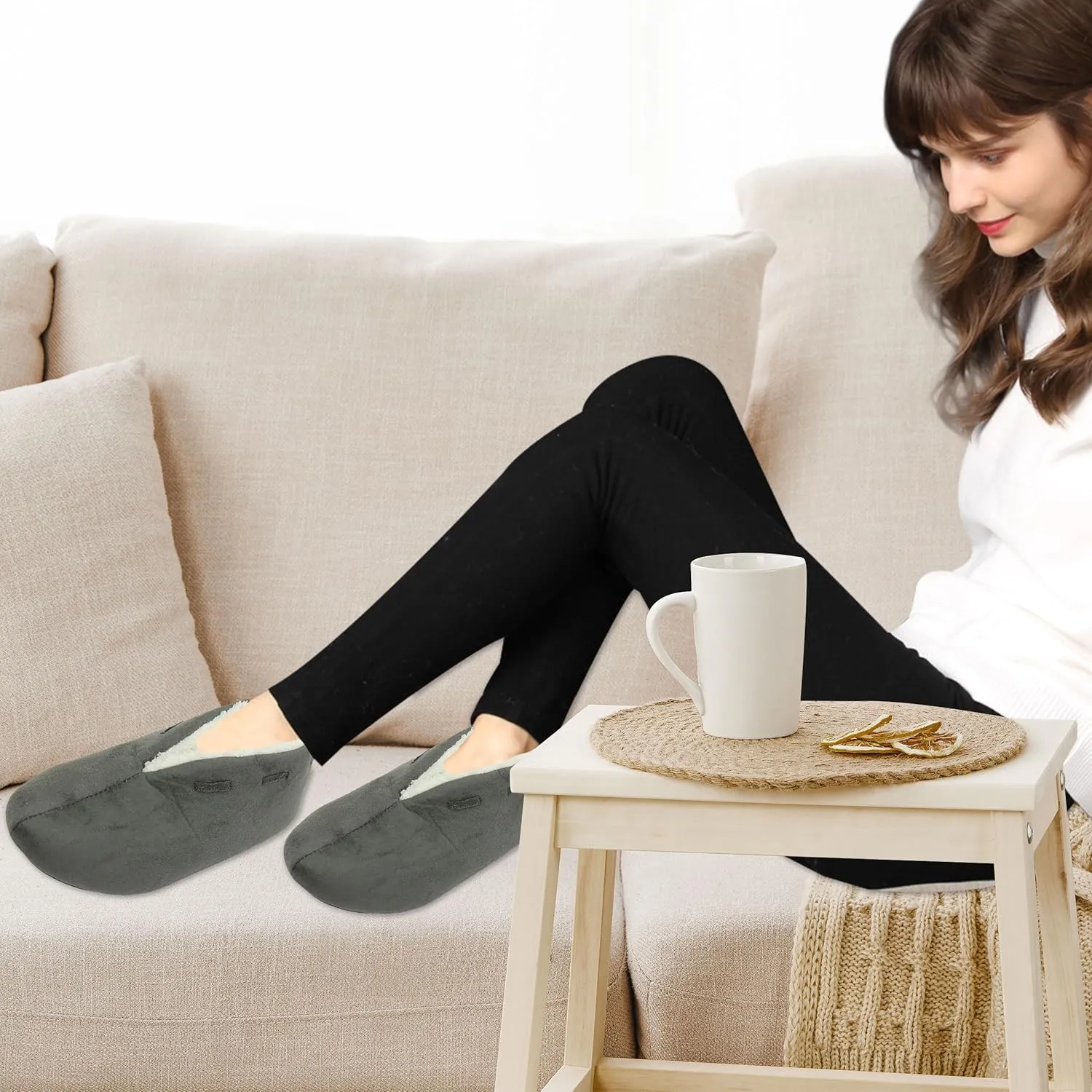 Forfoot Women's Bootie Slippers Plush Non Slip Slip on Indoor Boots House Shoes