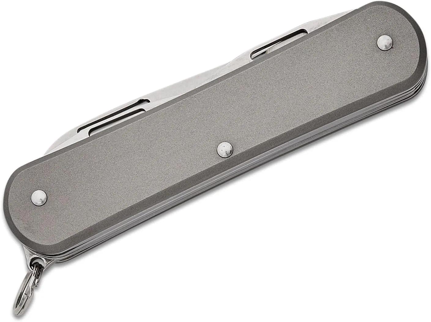 Fox Knives Vulpis FX-VP130-F4 Slipjoint Folding Knife 4-in-1 Multitool 2.17in Blade, Bottle Opener, Can Opener, Flat Head Screwdriver, Scissors - Compact Versatile Minimalist Pocket Knife (Titanium)