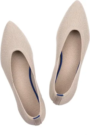 Frank Mully Womens Pointed Toe Flats Knit Dress Shoes Comfort Women Shoes Slip On Shoes for Woman Classic Softable Shoes Low Wedge