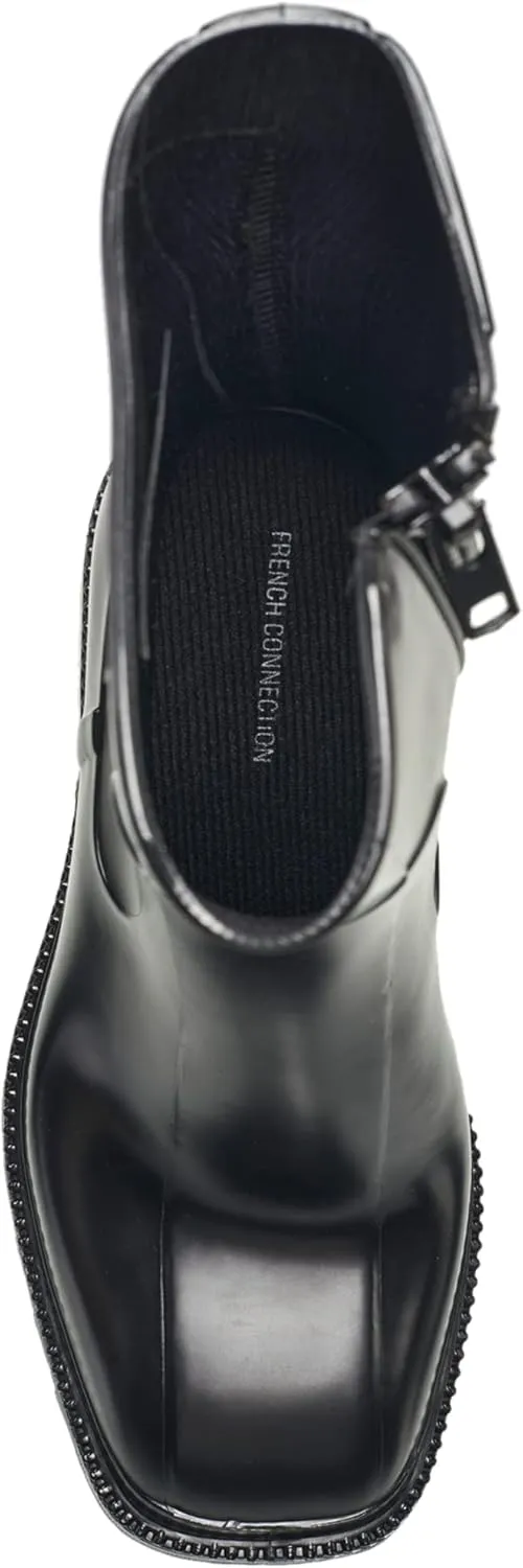 French Connection Women's Kloe Terrain Ankle Booties Comfortable Work Fall Winter Pointy Toe Fashion Shoes Pull On Heeled Hiking Rain Boots for Women
