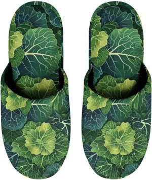 Fresh Green Cabbage Women's Slipper Non Slip Comfortable Winter Warm Home House Shoes