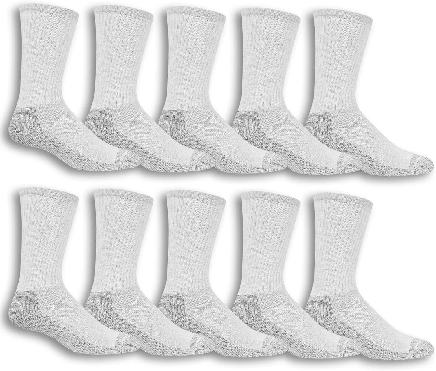 Fruit of the Loom Men’s Work Gear Cushioned Crew Socks 10 Pair