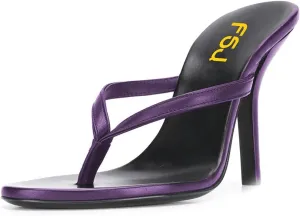 FSJ Women Fashion Thong Flip Flops Stiletto High Heels Slip On Almond Toe Casual Sandals Summer Beach Dressy Slipper Comfy Shoes