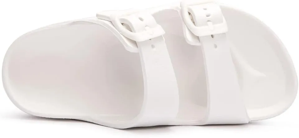 FUNKYMONKEY Unisex-Child Slides Double Buckle Adjustable EVA Flat Sandals for Boys Girls