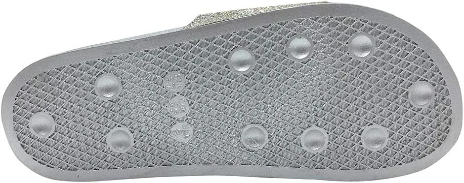 FUNKYMONKEY Women's Slides Rhinestone Glitter Slip On Footbed Platform Sandals