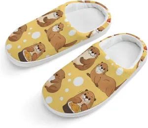 Funny Otter Sushi Kids Toddler Cotton Slippers Slip-on House Shoes for Bedroom Indoor Outdoor