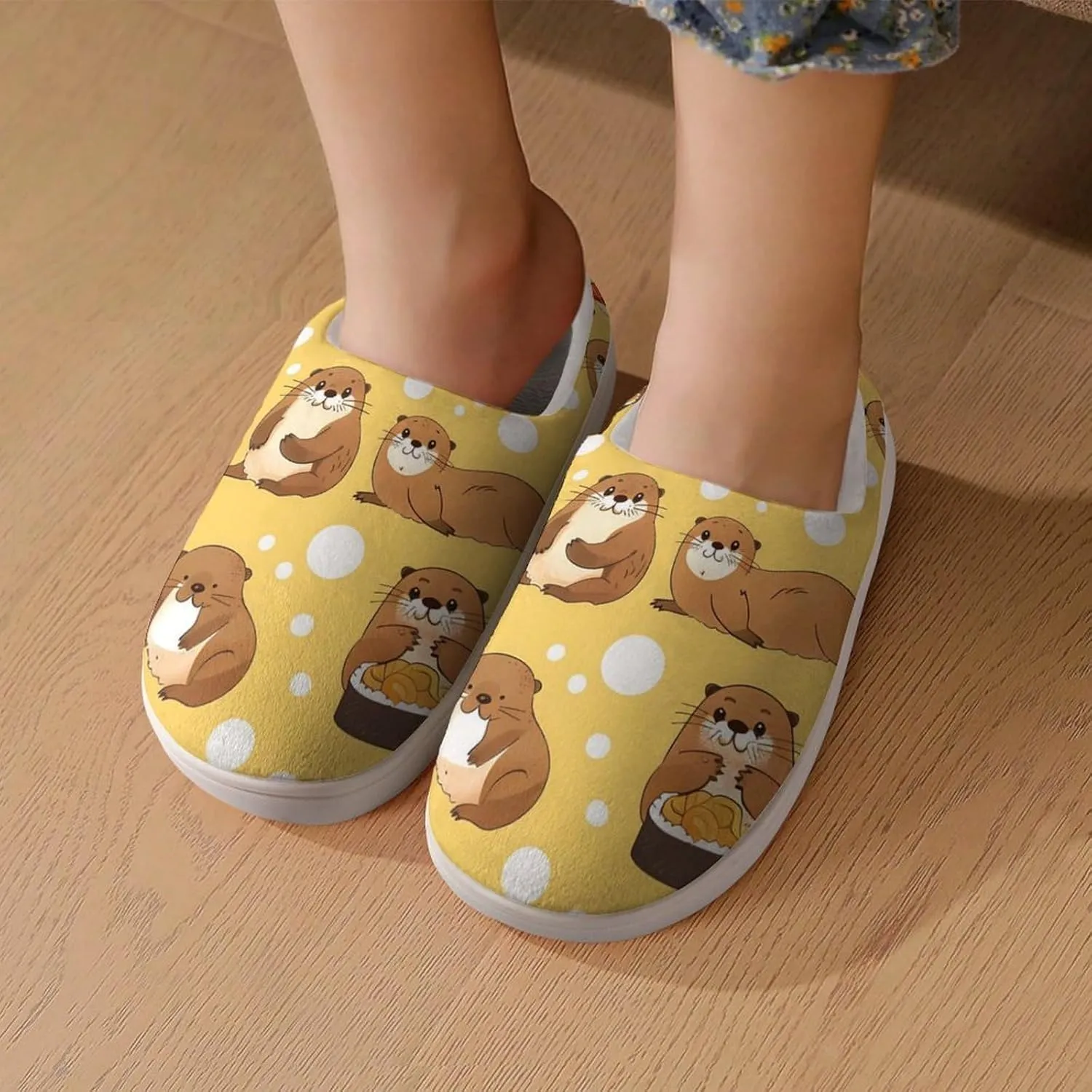 Funny Otter Sushi Kids Toddler Cotton Slippers Slip-on House Shoes for Bedroom Indoor Outdoor