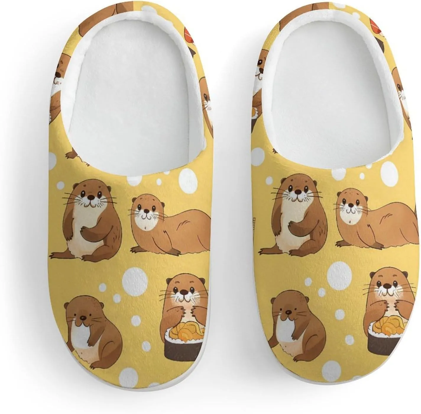 Funny Otter Sushi Kids Toddler Cotton Slippers Slip-on House Shoes for Bedroom Indoor Outdoor