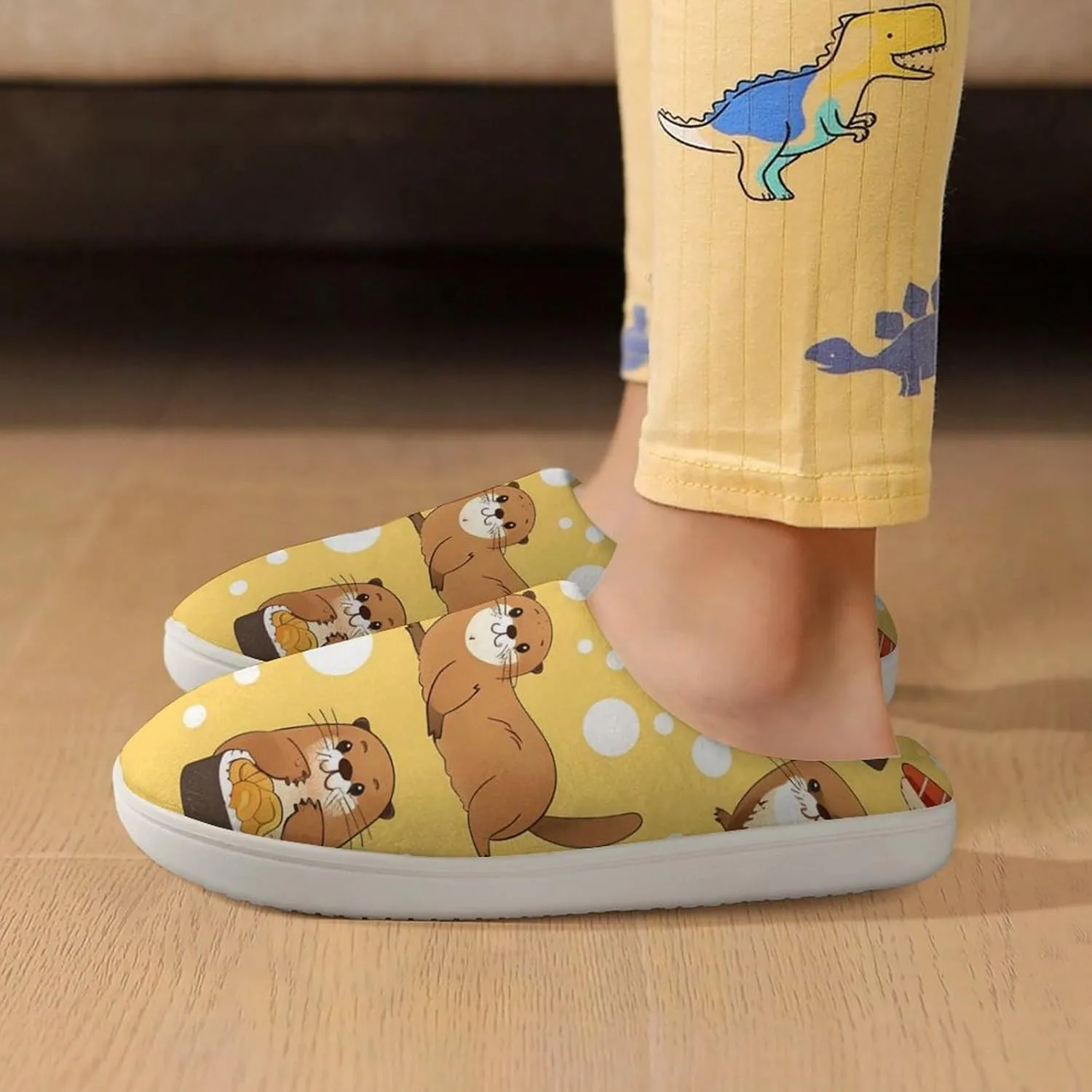 Funny Otter Sushi Kids Toddler Cotton Slippers Slip-on House Shoes for Bedroom Indoor Outdoor