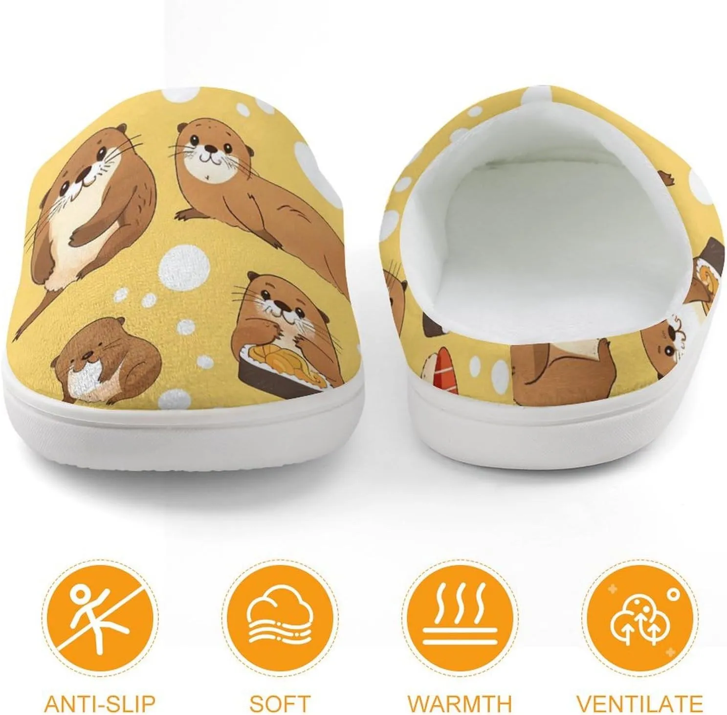 Funny Otter Sushi Kids Toddler Cotton Slippers Slip-on House Shoes for Bedroom Indoor Outdoor
