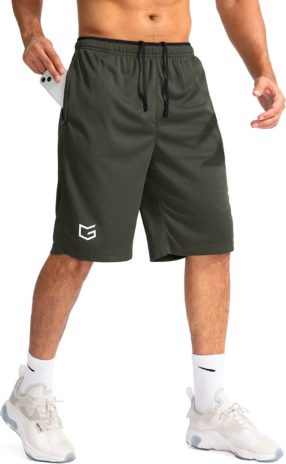 G Gradual Men's Basketball Shorts with Zipper Pockets Lightweight Quick Dry 11" Long Shorts for Men Athletic Gym