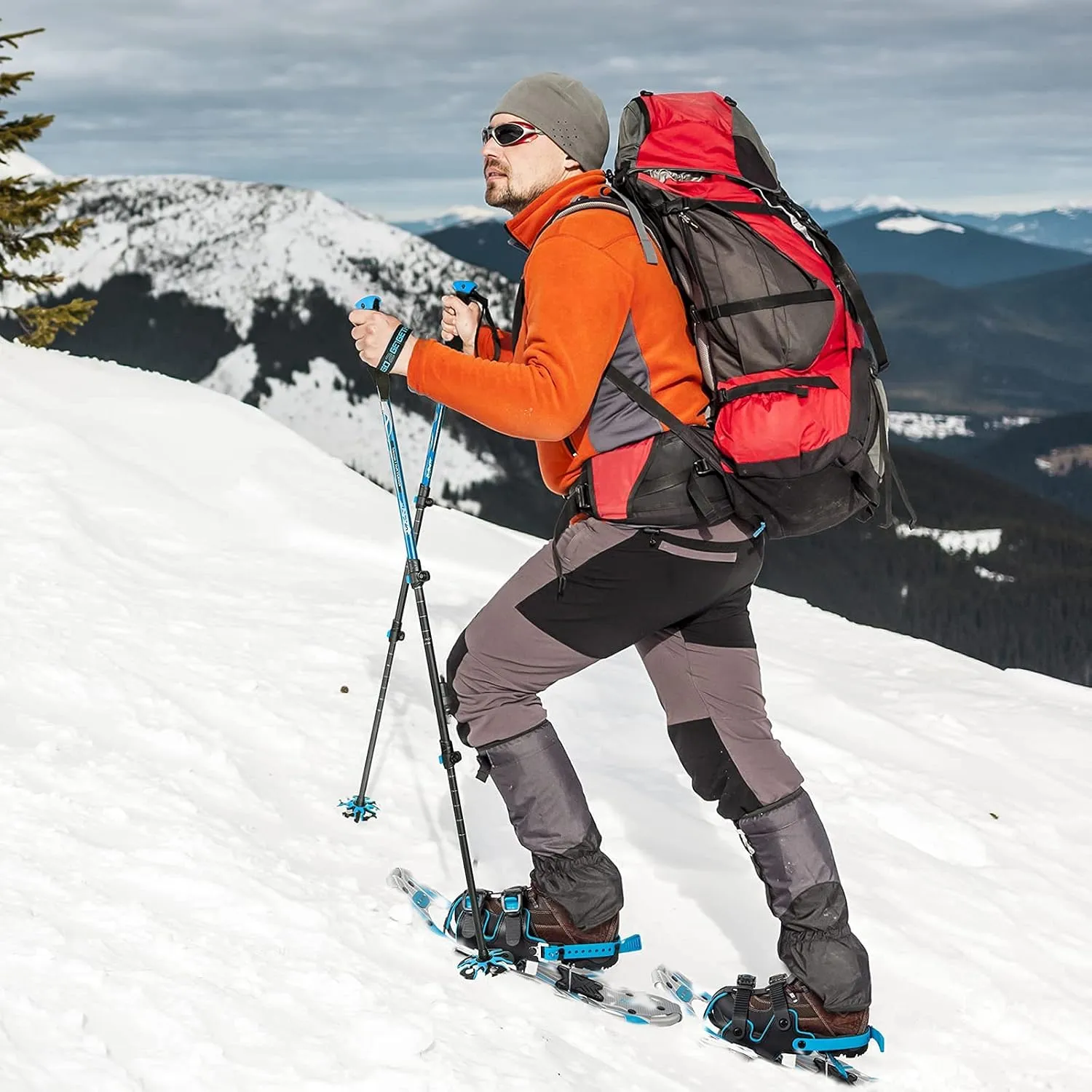 G2 21/25/30/36 Inches Light Weight Snowshoes with Toe Box, EVA Padded Ratchet Binding, Heel Lift, Flexible Pivot Bar, Durable Back Strap, Trekking Poles, Carrying Bag, Snow Baskets(6 colors available)