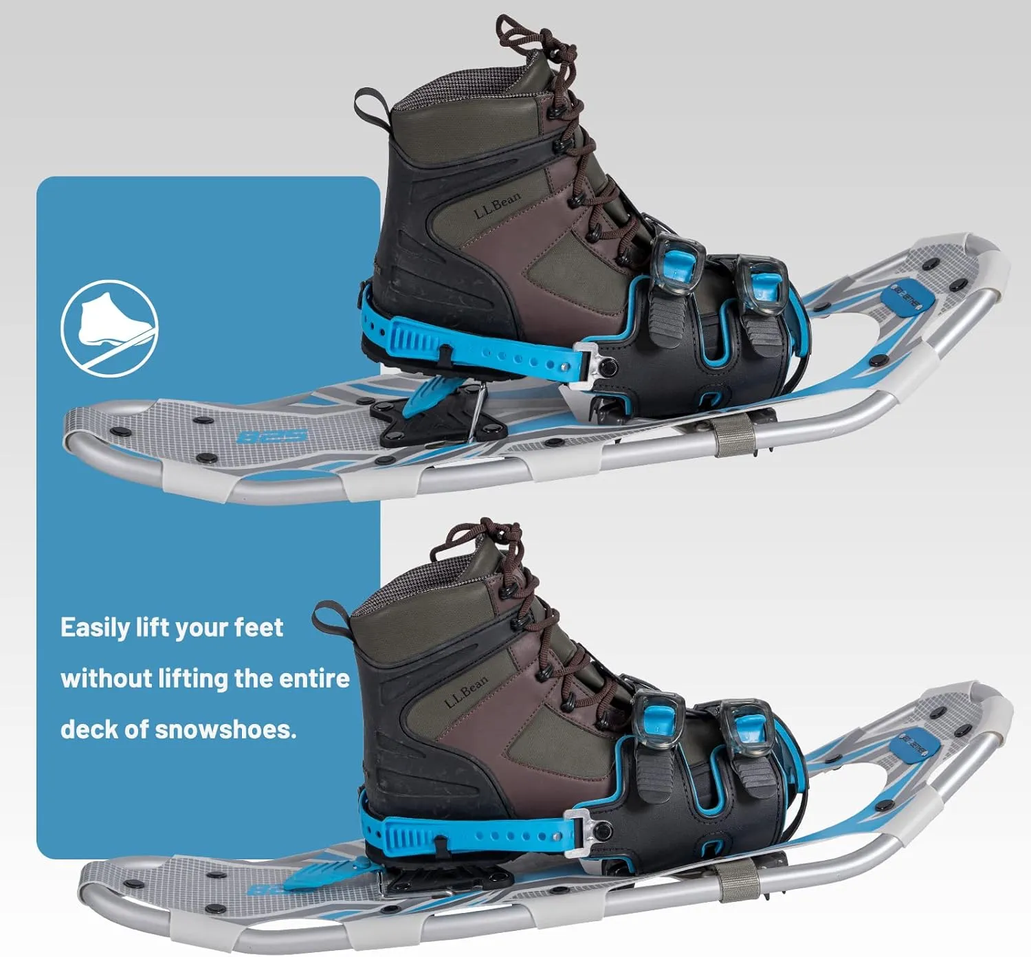 G2 21/25/30/36 Inches Light Weight Snowshoes with Toe Box, EVA Padded Ratchet Binding, Heel Lift, Flexible Pivot Bar, Durable Back Strap, Trekking Poles, Carrying Bag, Snow Baskets(6 colors available)