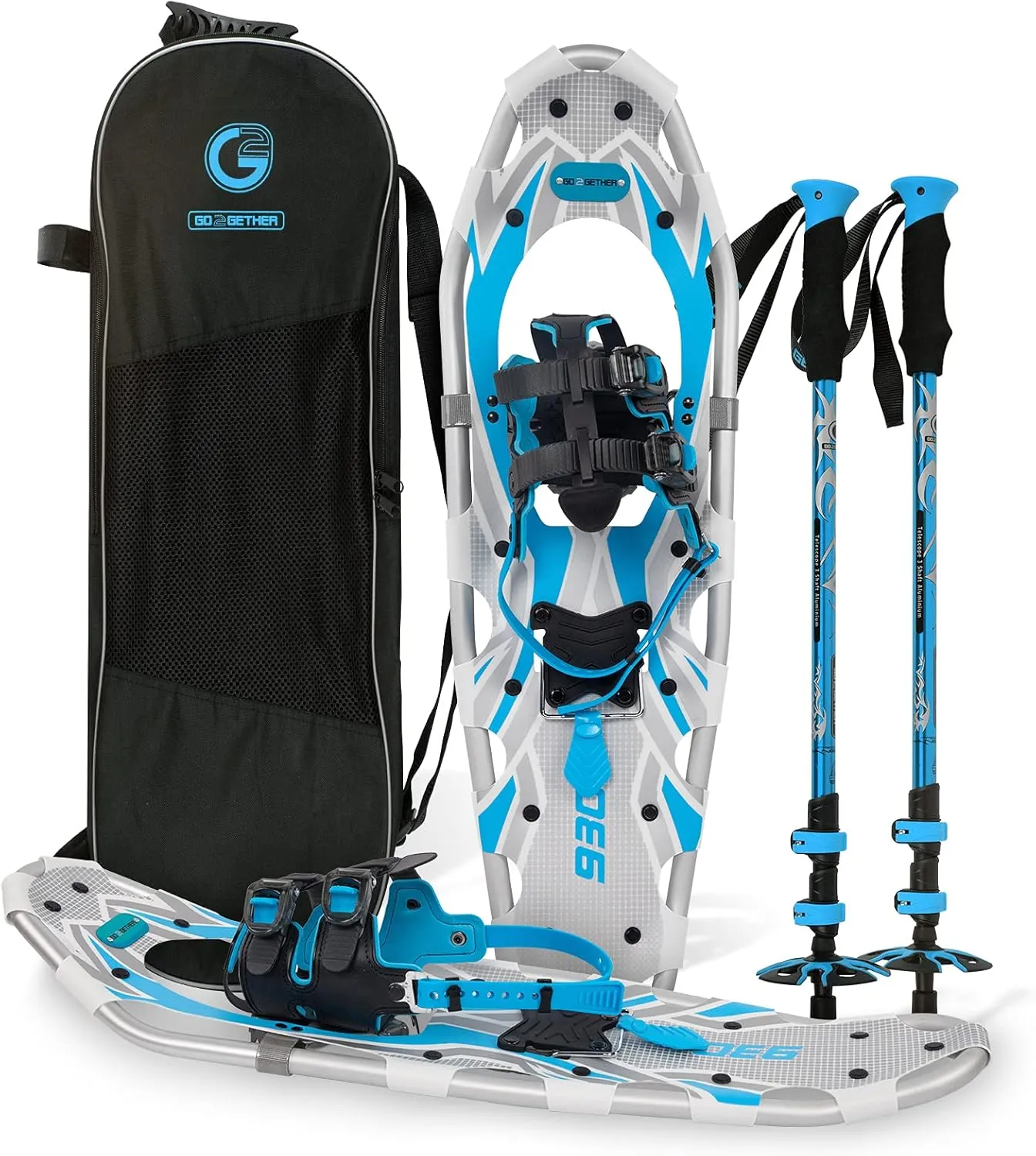G2 21/25/30/36 Inches Light Weight Snowshoes with Toe Box, EVA Padded Ratchet Binding, Heel Lift, Flexible Pivot Bar, Durable Back Strap, Trekking Poles, Carrying Bag, Snow Baskets(6 colors available)