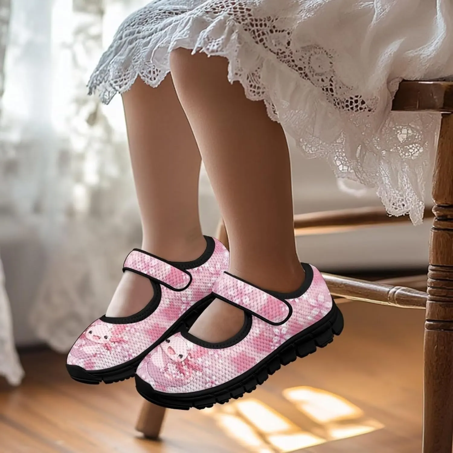 Girls Axolotl Mary Jane Dress Shoes Glitter Ballerina Princess Flat for Wedding, Party, Birthday US 11-2.5