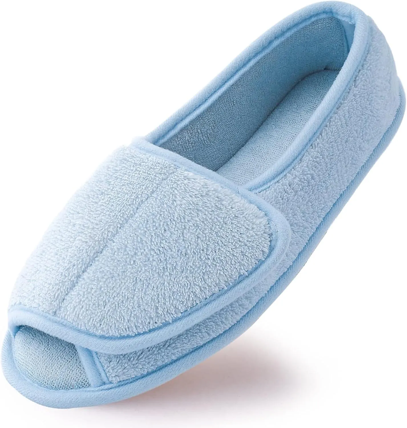 Git-up Diabetic Slippers for Women Memory Foam Arthritis Edema Adjustable Open Toe Swollen Feet Slippers Bedroom House Indoor Outdoor Shoes with Rubber Sole