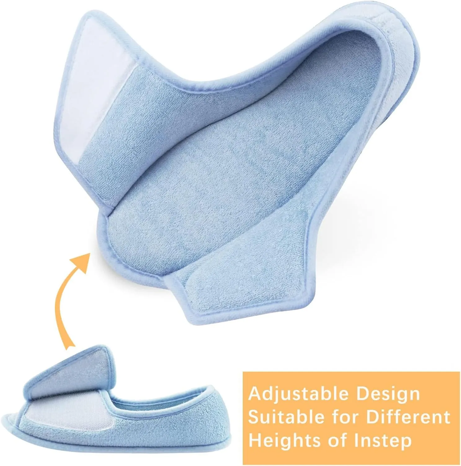 Git-up Diabetic Slippers for Women Memory Foam Arthritis Edema Adjustable Open Toe Swollen Feet Slippers Bedroom House Indoor Outdoor Shoes with Rubber Sole